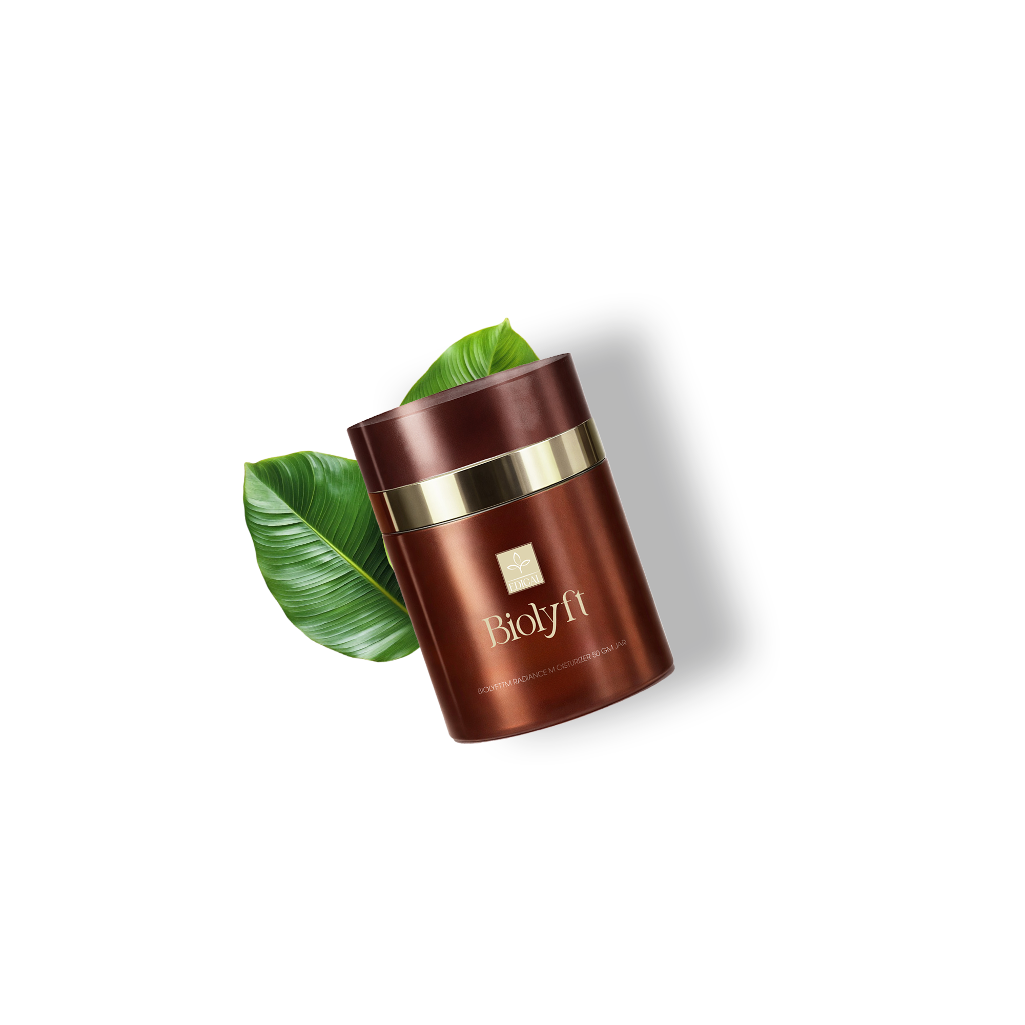 Biolyft moisturizer jar with green leaves